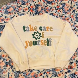 American Eagle Cream Long Sleeve Boxy Sweatshirt